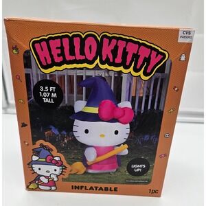 Hello Kitty Witch Inflatable 3.5 FT Tall Light Up Outdoor Indoor Halloween Decor